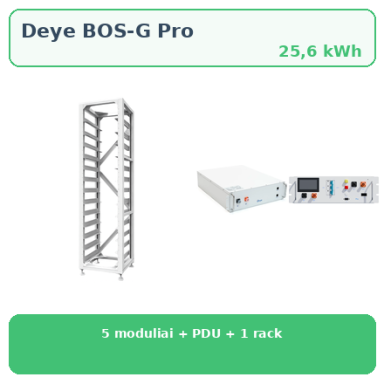 Deye BOS-G25 Pro 25,6 kWh aukštos įtampos rack kaupiklio komplektas Deye BOS-G25 Pro 25,6 kWh aukštos įtampos rack kaupiklio komplektas