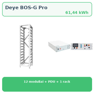 Deye BOS-G60 Pro 61,44 kWh aukštos įtampos rack kaupiklio komplektas Deye BOS-G60 Pro 61,44 kWh aukštos įtampos rack kaupiklio komplektas