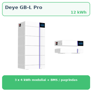 Deye GB-L12 Pro 12 kWh aukštos įtampos energijos kaupiklio komplektas Deye GB-L12 Pro 12 kWh aukštos įtampos energijos kaupiklio komplektas