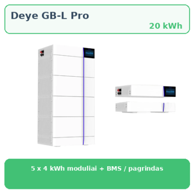 Deye GB-L20 Pro 20 kWh aukštos įtampos energijos kaupiklio komplektas Deye GB-L20 Pro 20 kWh aukštos įtampos energijos kaupiklio komplektas