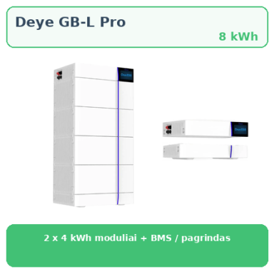 Deye GB-L8 Pro 8 kWh aukštos įtampos energijos kaupiklio komplektas Deye GB-L8 Pro 8 kWh aukštos įtampos energijos kaupiklio komplektas