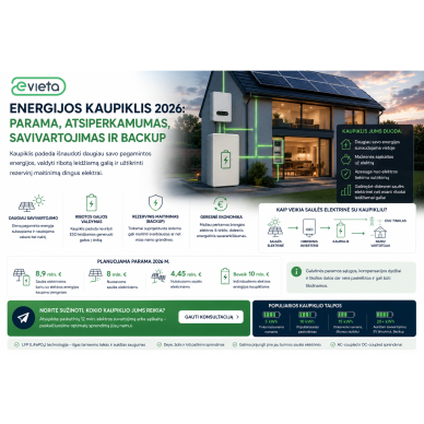 Energijos kaupiklis 2026: parama, atsiperkamumas, savivartojimas ir Backup Energijos kaupiklis 2026: parama, atsiperkamumas, savivartojimas ir Backup