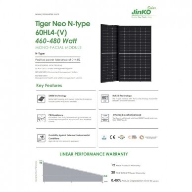 Saulės elektrinės moduliai Jinko Tiger Neo N-Type 480W 2