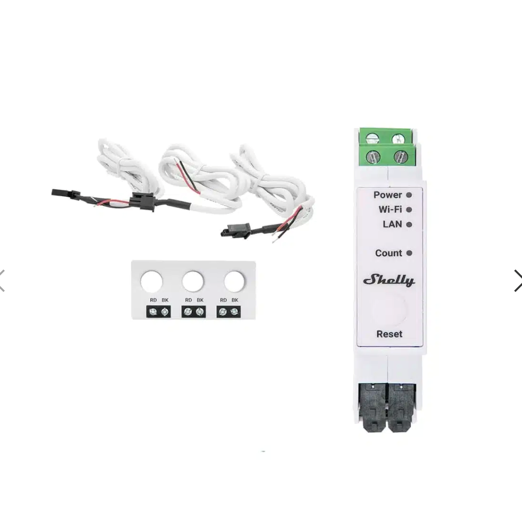 Shelly Pro 3EM 120 A trifazis energijos skaitiklis su 3 CT Shelly Pro 3EM 120 A trifazis energijos skaitiklis su 3 CT