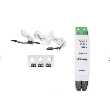 Shelly Pro 3EM 120 A trifazis energijos skaitiklis su 3 CT